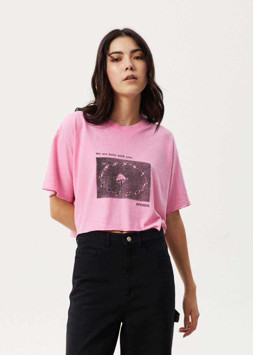 Afends Womens Connection Cropped - Oversized Tee - Pink#Womens Tops - T-ShirtsAfends