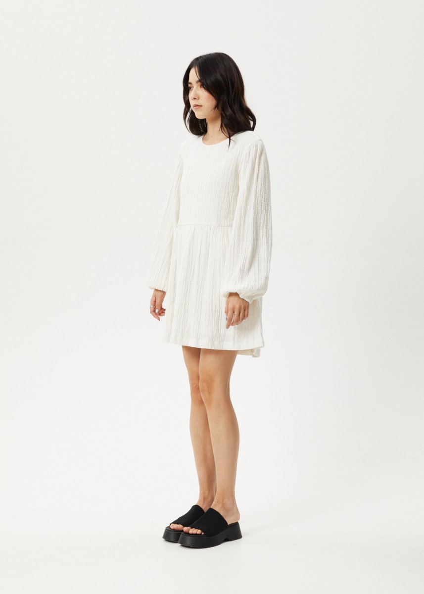 Afends Womens Focus - Seersucker Mini Dress - White#Womens Dress - DressesAfends