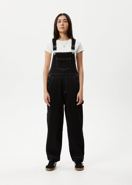 Afends Womens Louis - Baggy Overalls - Washed Black#Womens Dress - PlaysuitsAfends