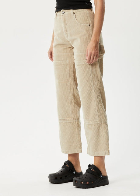 Afends Womens Paradise Moss - Organic Corduroy Pant - Dark Ecru#Womens Bottoms - JeansAfends