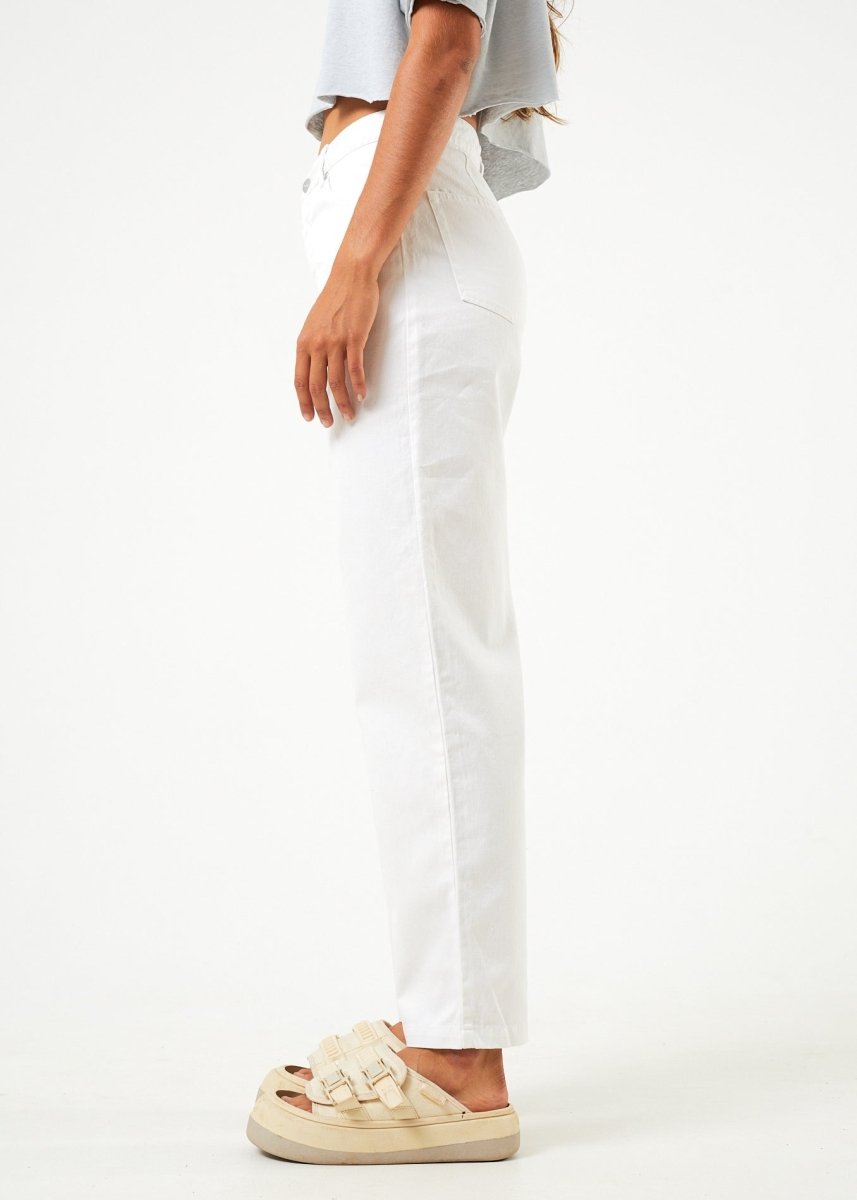 Afends Womens Shelby - Hemp Wide Leg Pants - White#Womens Bottoms - PantsAfends