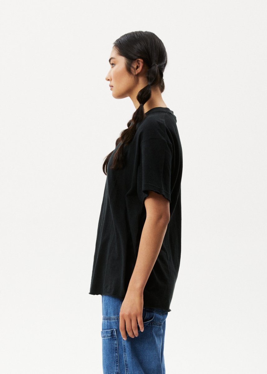 Afends Womens Slay - Hemp Oversized T-Shirt - Black#Womens Tops - T-ShirtsAfends