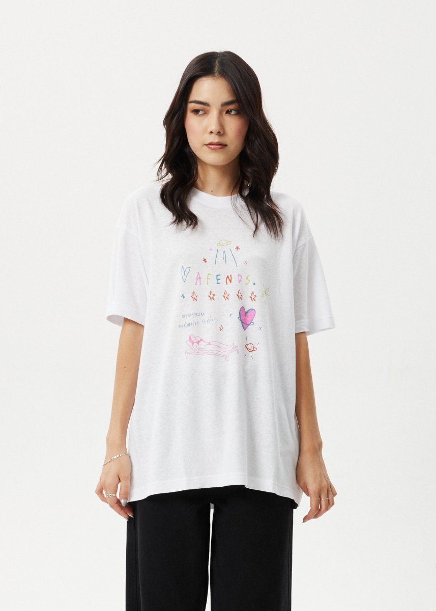 Afends Womens Stella - Oversized Tee - White#Womens Tops - T-ShirtsAfends