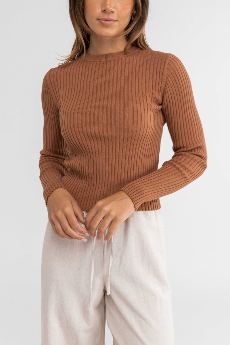 Classic Knit Top Manches Longues Femme#DébardeursRhythm