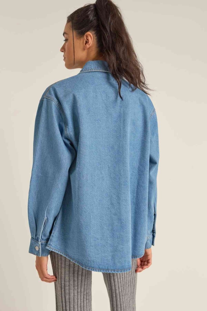 Oversized Denim Shacket Woman#Rhythm Jackets