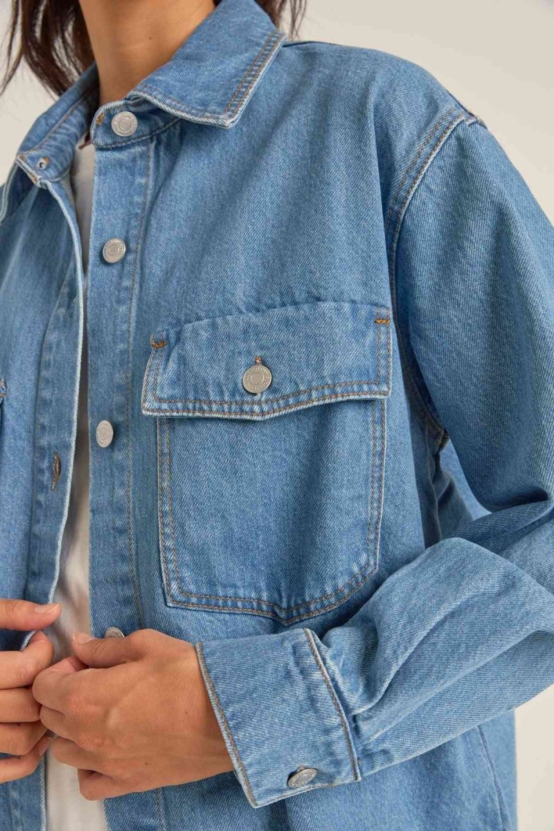 Oversized Denim Shacket Woman#Rhythm Jackets