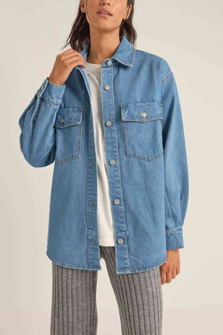 Oversized Denim Shacket Woman#Rhythm Jackets