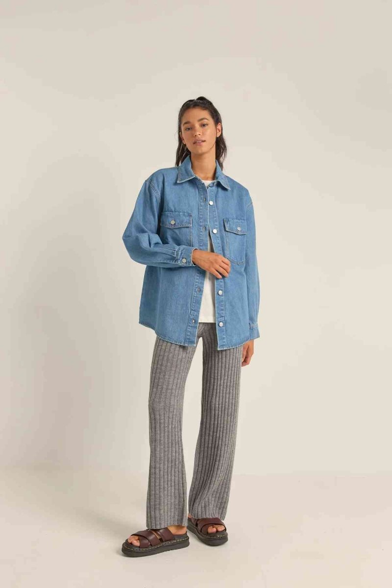 Oversized Denim Shacket Woman#Rhythm Jackets