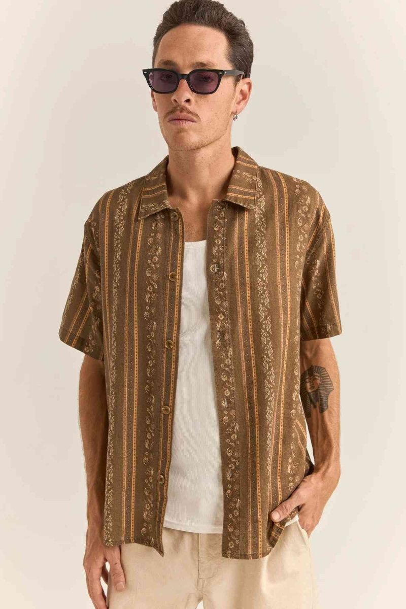 Paisley Stripe Ss Chemise Homme#Rhythm Shirts