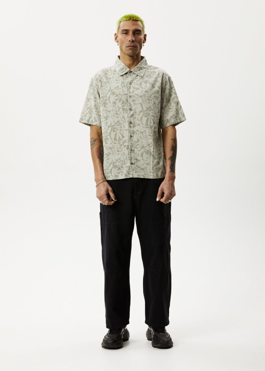 Afends Mens Bouquet - Short Sleeve Shirt - Olive Floral#Mens Tops - Dress ShirtsAfends