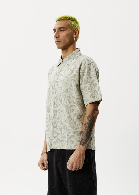 Afends Mens Bouquet - Short Sleeve Shirt - Olive Floral#Mens Tops - Dress ShirtsAfends