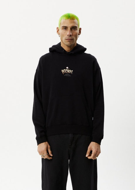 Afends Mens Enjoyment - Pull On Hood - Black#Mens Outer - Fleece & KnitAfends