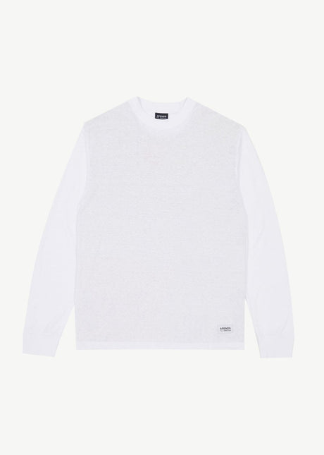 Afends Mens Essential - Hemp Retro Long Sleeve T-Shirt - White#Mens Tops - Long SleeveAfends