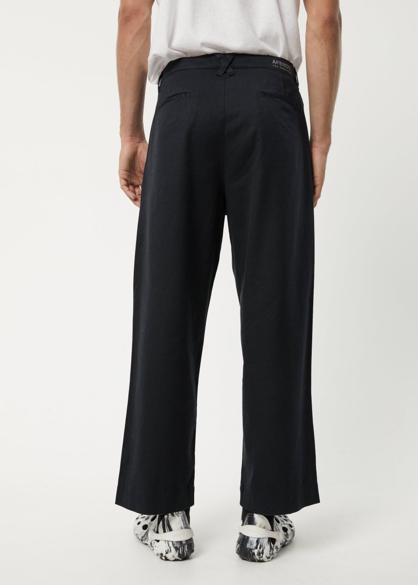 Afends Mens Fat Cat - Hemp Wide Leg Suit Pants - Black#Mens Bottoms - PantsAfends