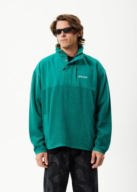 Afends Mens Intergalactic - Fleece Pullover - Emerald#Mens Outer - Fleece & KnitAfends