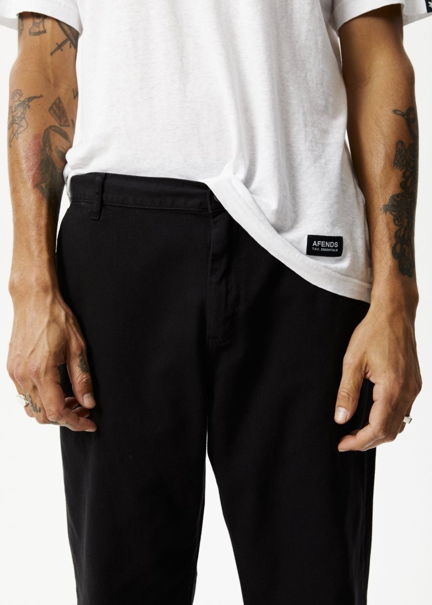 Afends Mens Ninety Twos - Recycled Twill Relaxed Pants - Black#Mens Bottoms - PantsAfends