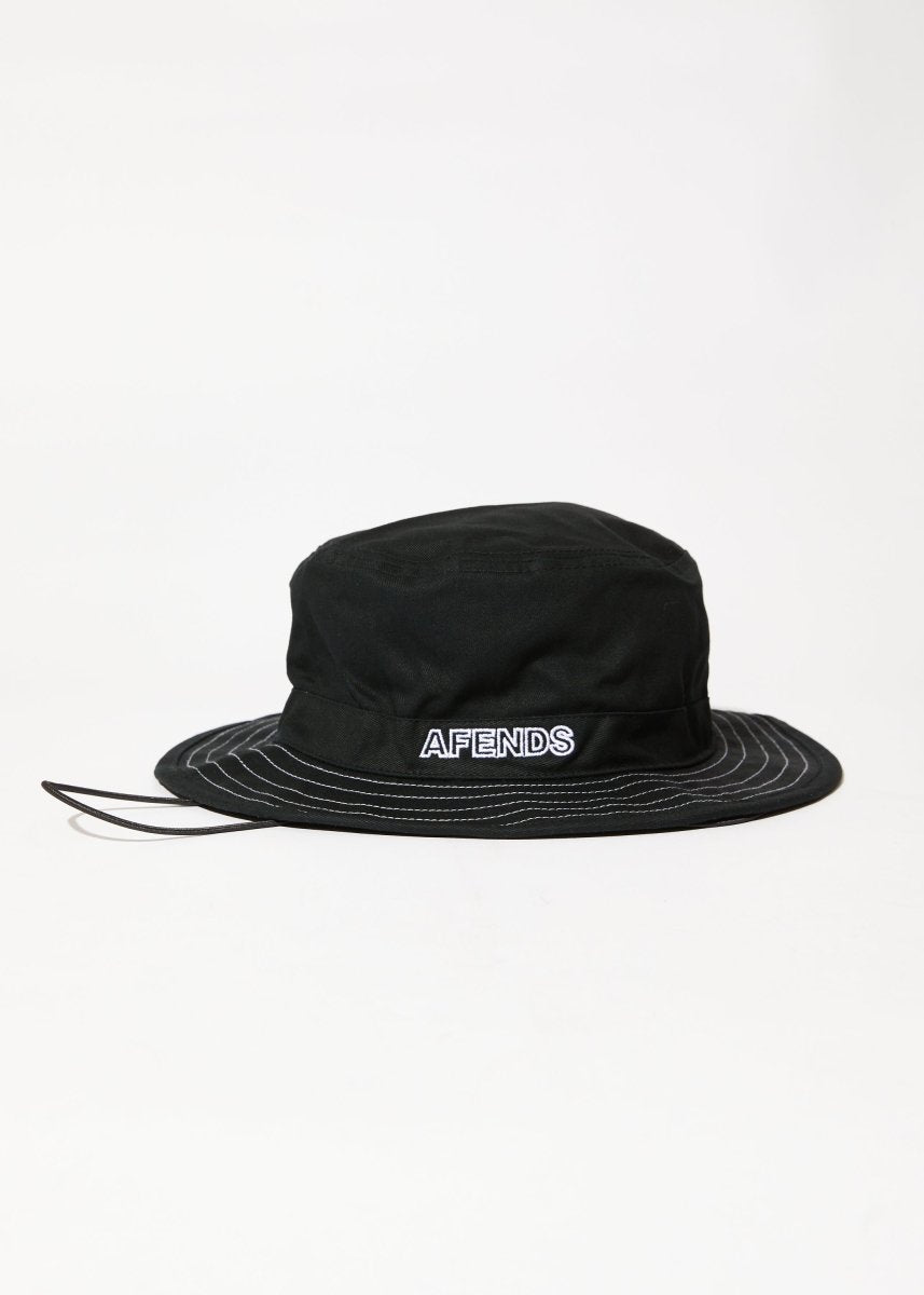 Afends Mens Outline - Recycled Bucket Hat - Black#Accessories - HeadwearAfends