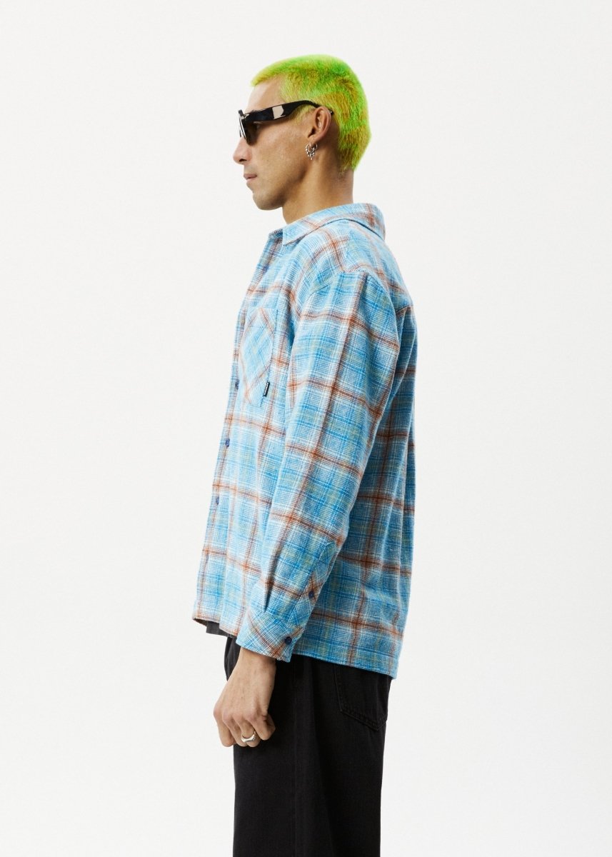 Afends Mens Position - Flannel Shirt - Lake Check#Mens Tops - Dress ShirtsAfends