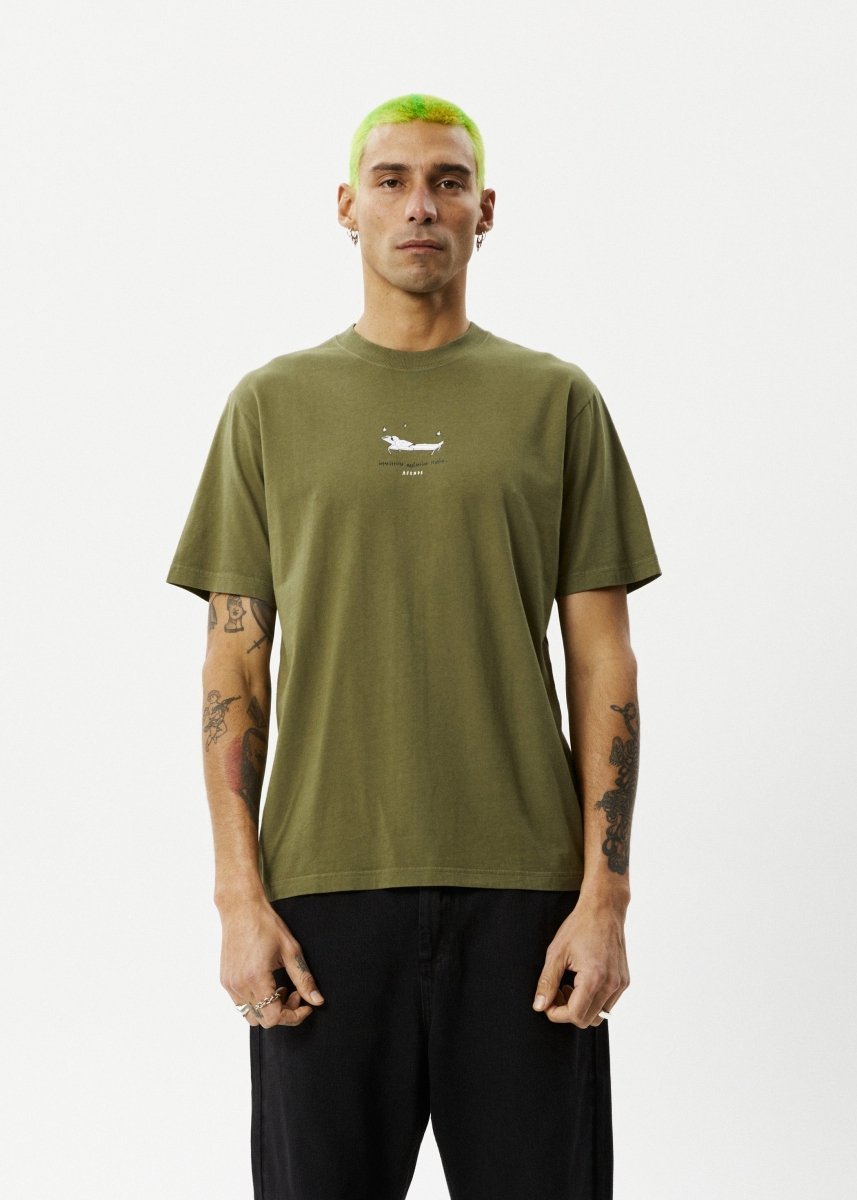 Afends Mens Relaxed - Retro Fit Tee - Military#Mens Tops - T-ShirtsAfends