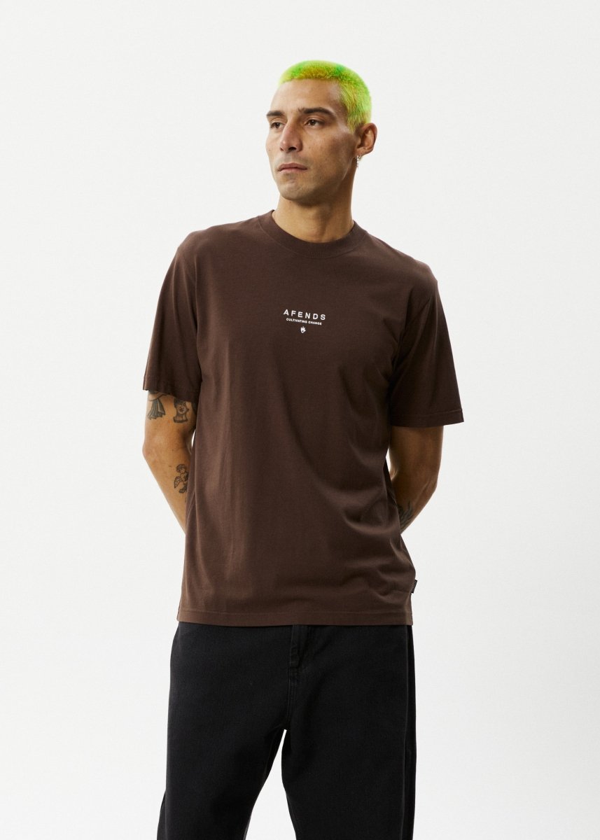 Afends Mens Space - Retro Fit Tee - Coffee#Mens Tops - T-ShirtsAfends