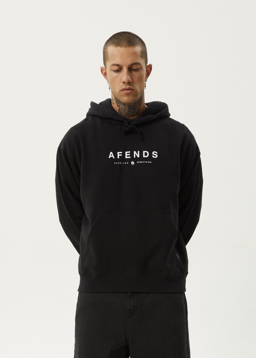 Afends Mens Thrown Out - Pull On Hood - Black#Mens Outer - Fleece & KnitAfends