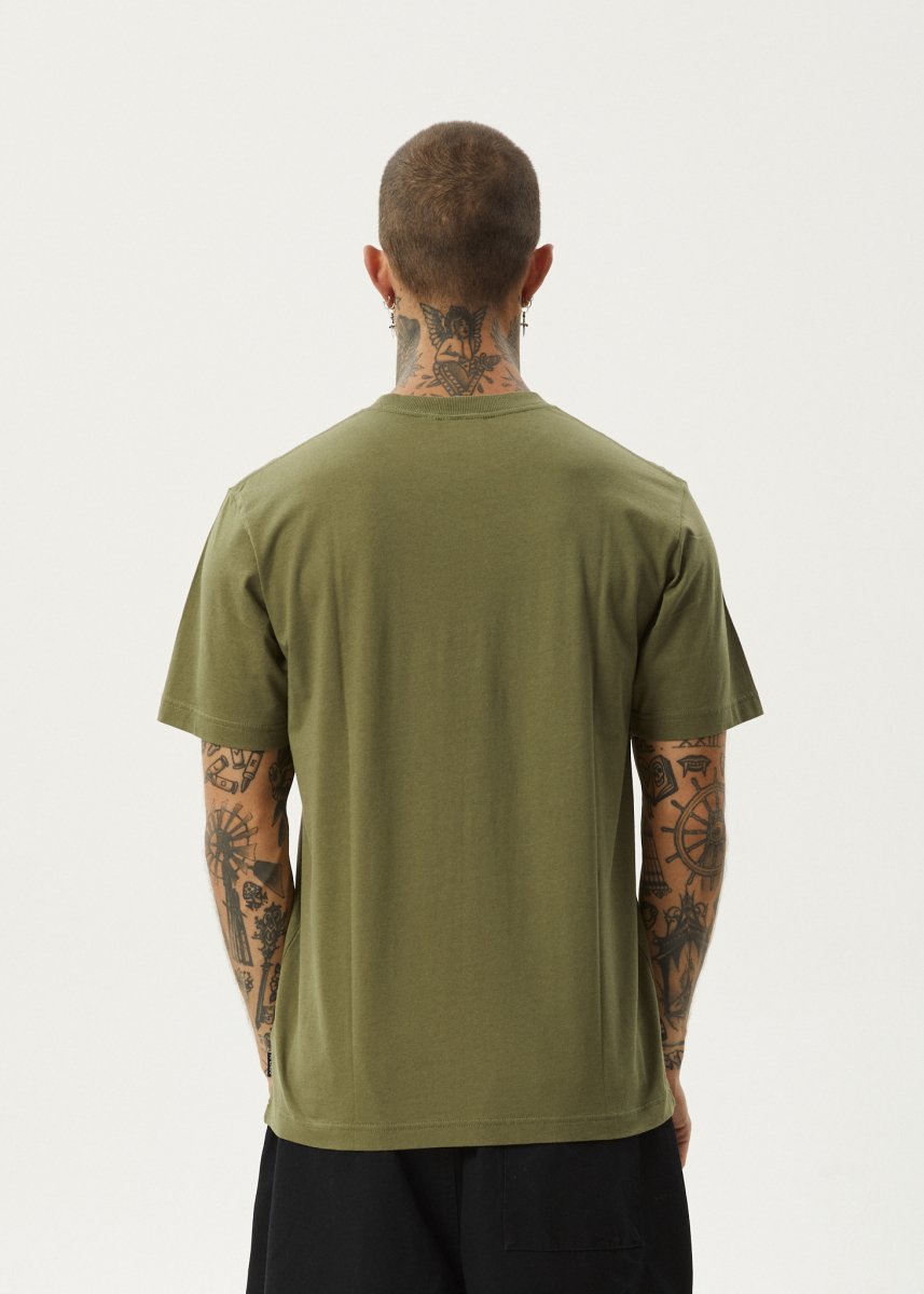 Afends Mens Thrown Out - Retro Fit Tee - Military#Mens Tops - T-ShirtsAfends