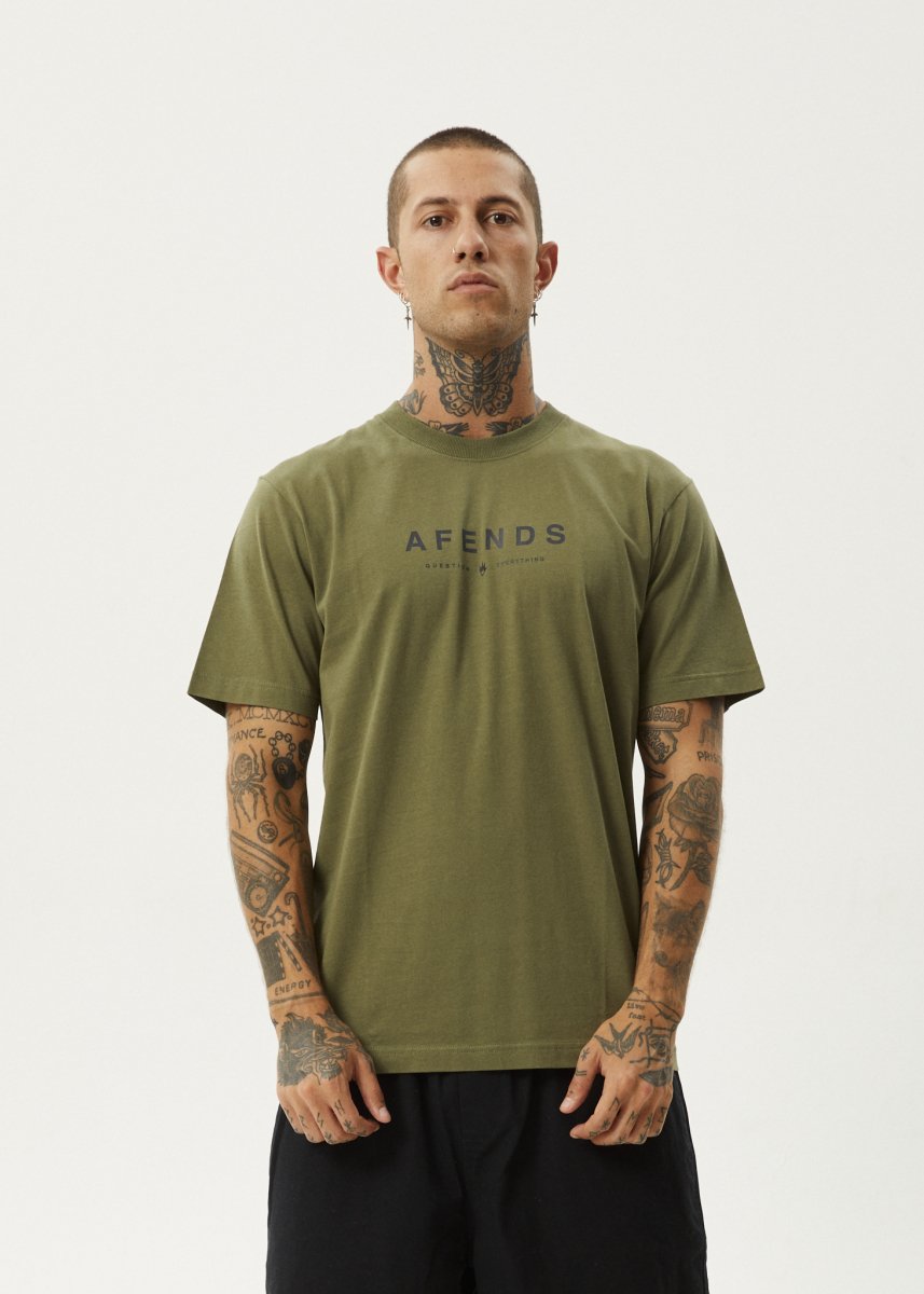 Afends Mens Thrown Out - Retro Fit Tee - Military#Mens Tops - T-ShirtsAfends