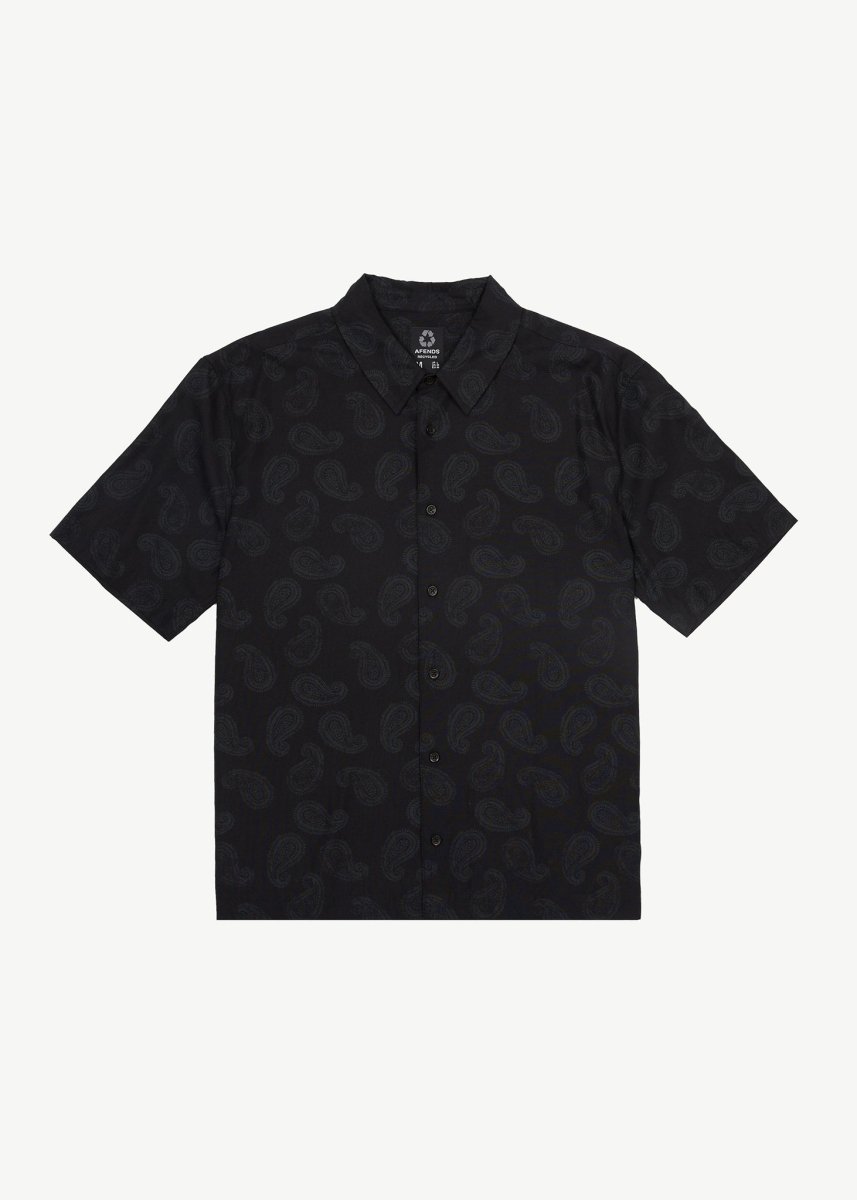 Afends Mens Tradition - Paisley Short Sleeve Shirt - Black#Mens Tops - Dress ShirtsAfends