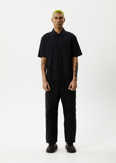 Afends Mens Tradition - Paisley Short Sleeve Shirt - Black#Mens Tops - Dress ShirtsAfends