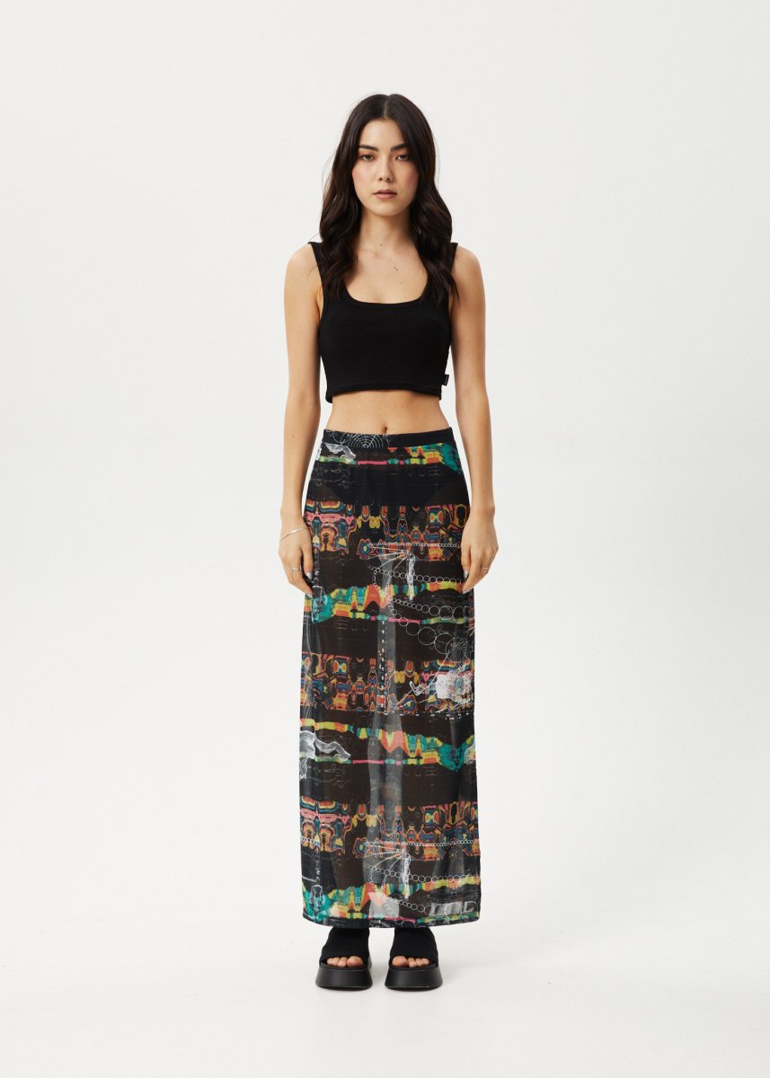 Afends Womens Astral - Sheer Maxi Skirt - Black#Womens Bottoms - SkirtsAfends