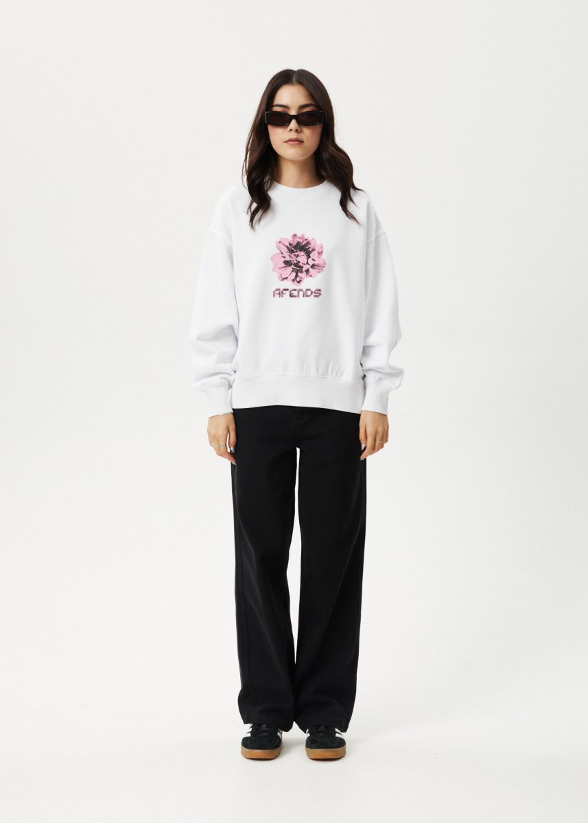 Afends Womens Bloom - Crew Neck - White#Womens Outer - Fleece & KnitAfends