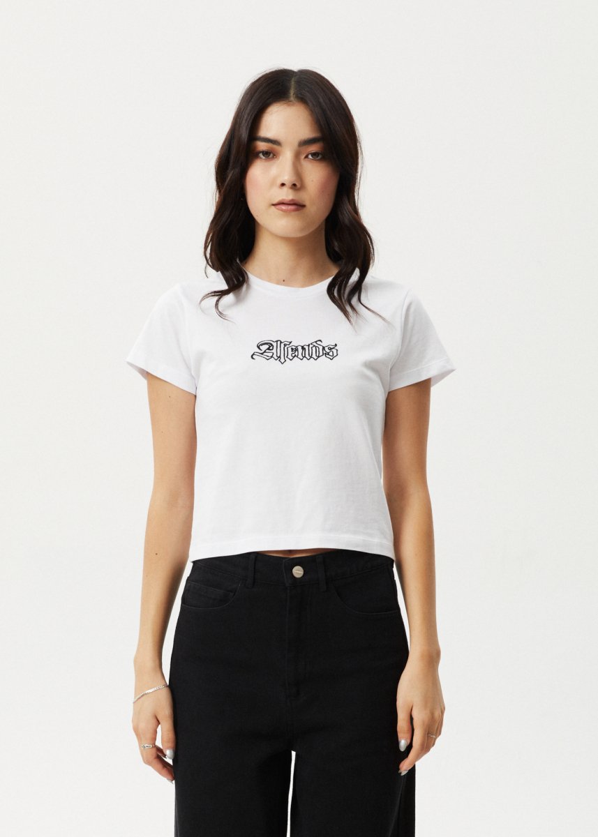 Afends Womens Burnt - Baby Tee - White#Womens Tops - T-ShirtsAfends