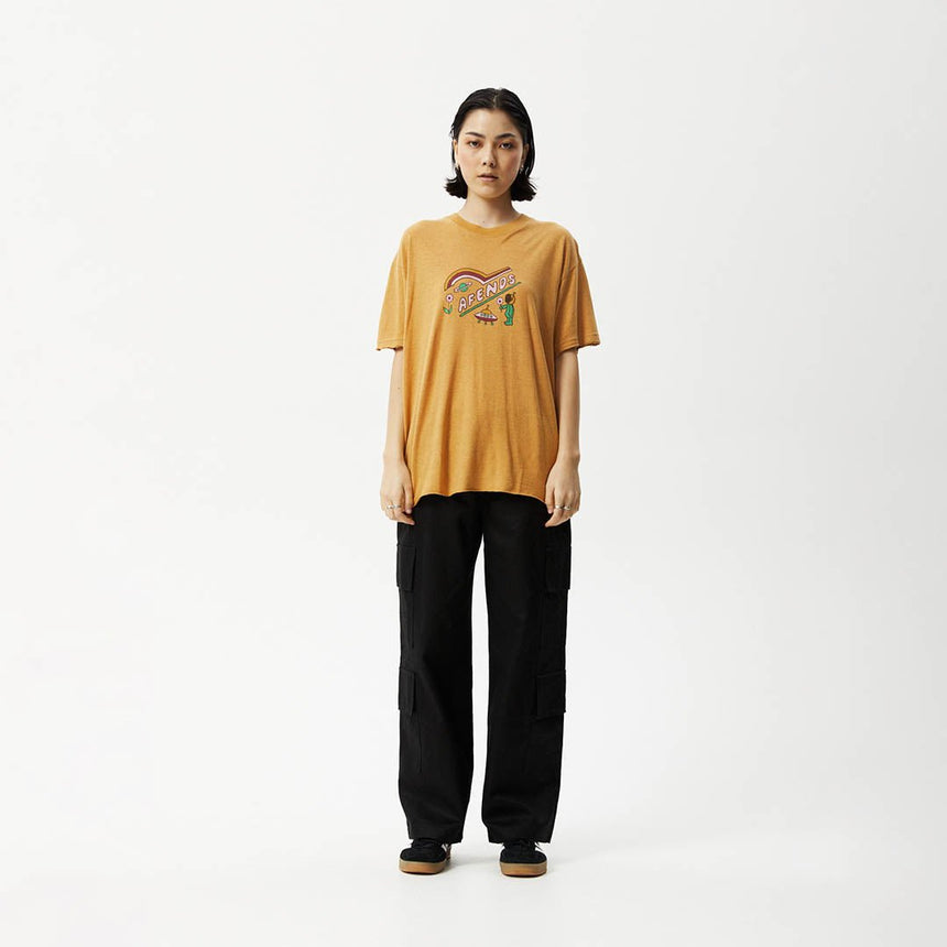 Afends Womens Day Dream Slay - Oversized Graphic T-Shirt - Mustard#Womens Tops - T-ShirtsAfends