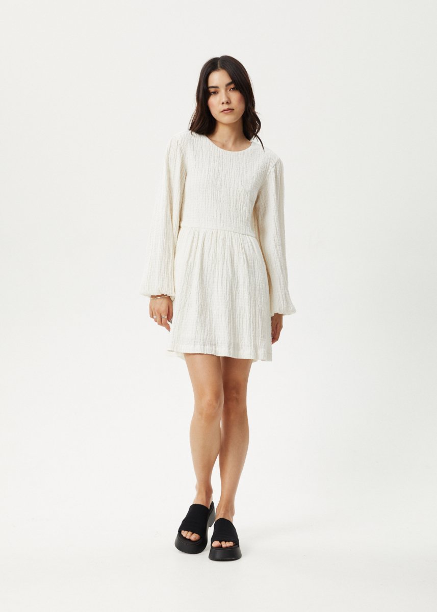 Afends Womens Focus - Seersucker Mini Dress - White#Womens Dress - DressesAfends