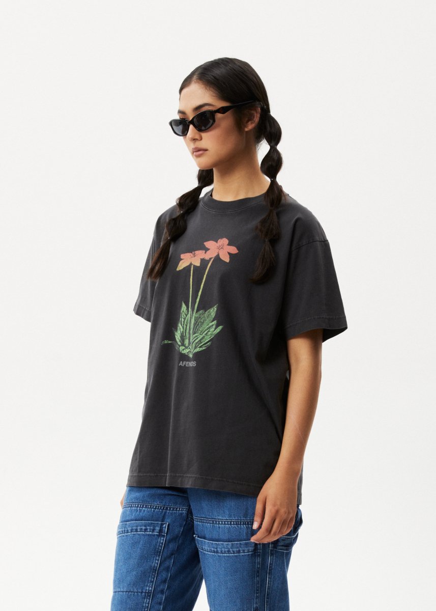 Afends Womens Intergalactic Slay - Oversized Graphic T-Shirt - Stone Black#Womens Tops - T-ShirtsAfends