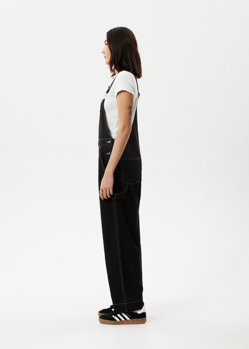 Afends Womens Louis - Baggy Overalls - Washed Black#Womens Dress - PlaysuitsAfends