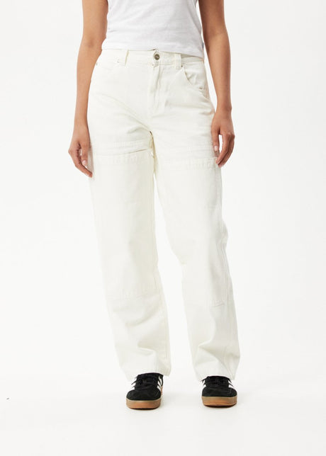 Afends Womens Moss - Organic Denim Carpenter Jeans - Off White#Womens Bottoms - JeansAfends