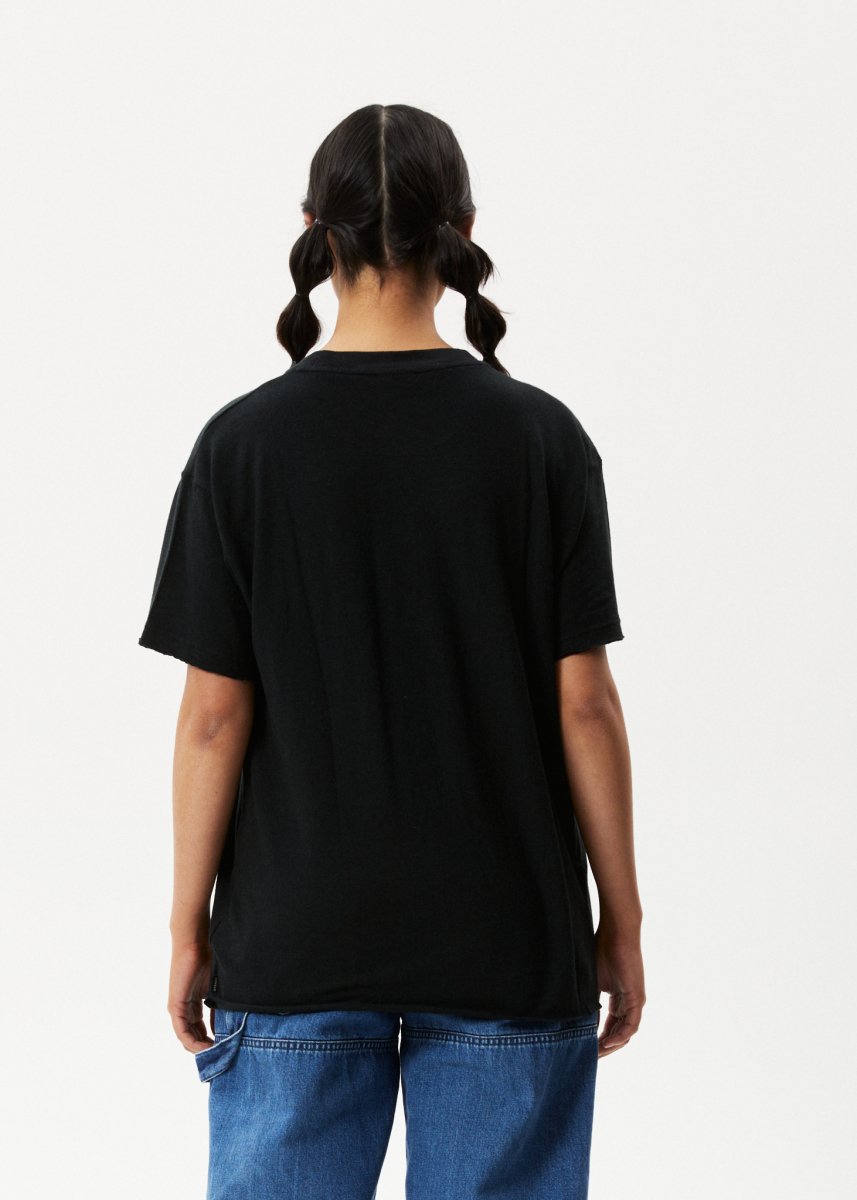 Afends Womens Slay - Hemp Oversized T-Shirt - Black#Womens Tops - T-ShirtsAfends