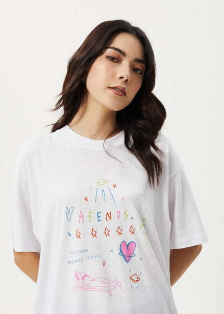 Afends Womens Stella - Oversized Tee - White#Womens Tops - T-ShirtsAfends