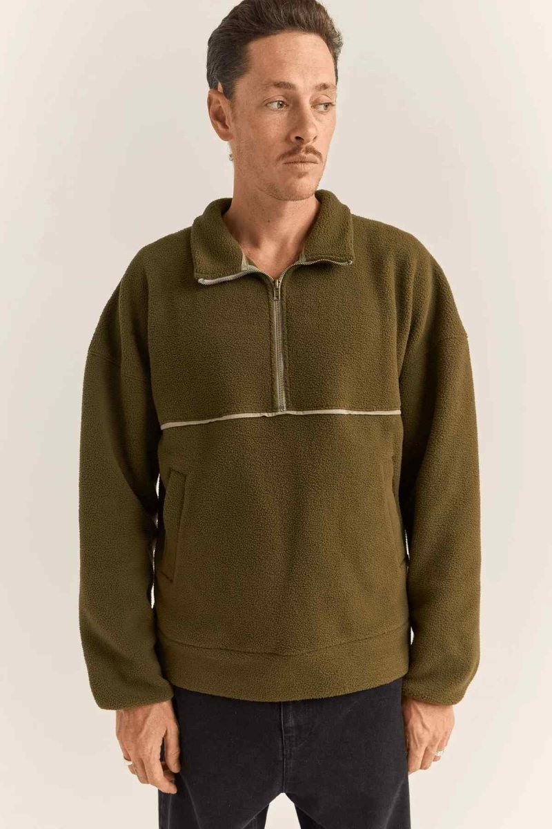 Contrast Quarter Zip Pullover Homme#SweatsRhythm