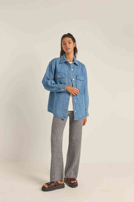 Oversized Denim Shacket Femme#VestesRhythm