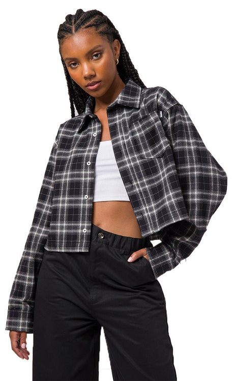 Wo Crop Flannel Chemise Femme#ChemisesHuf