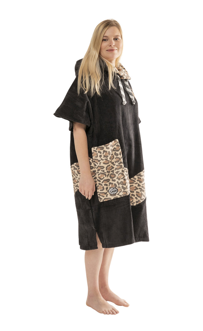 All In V Poncho Beach Crew Leopard Black Poncho De Surf LEOPARD BLACK